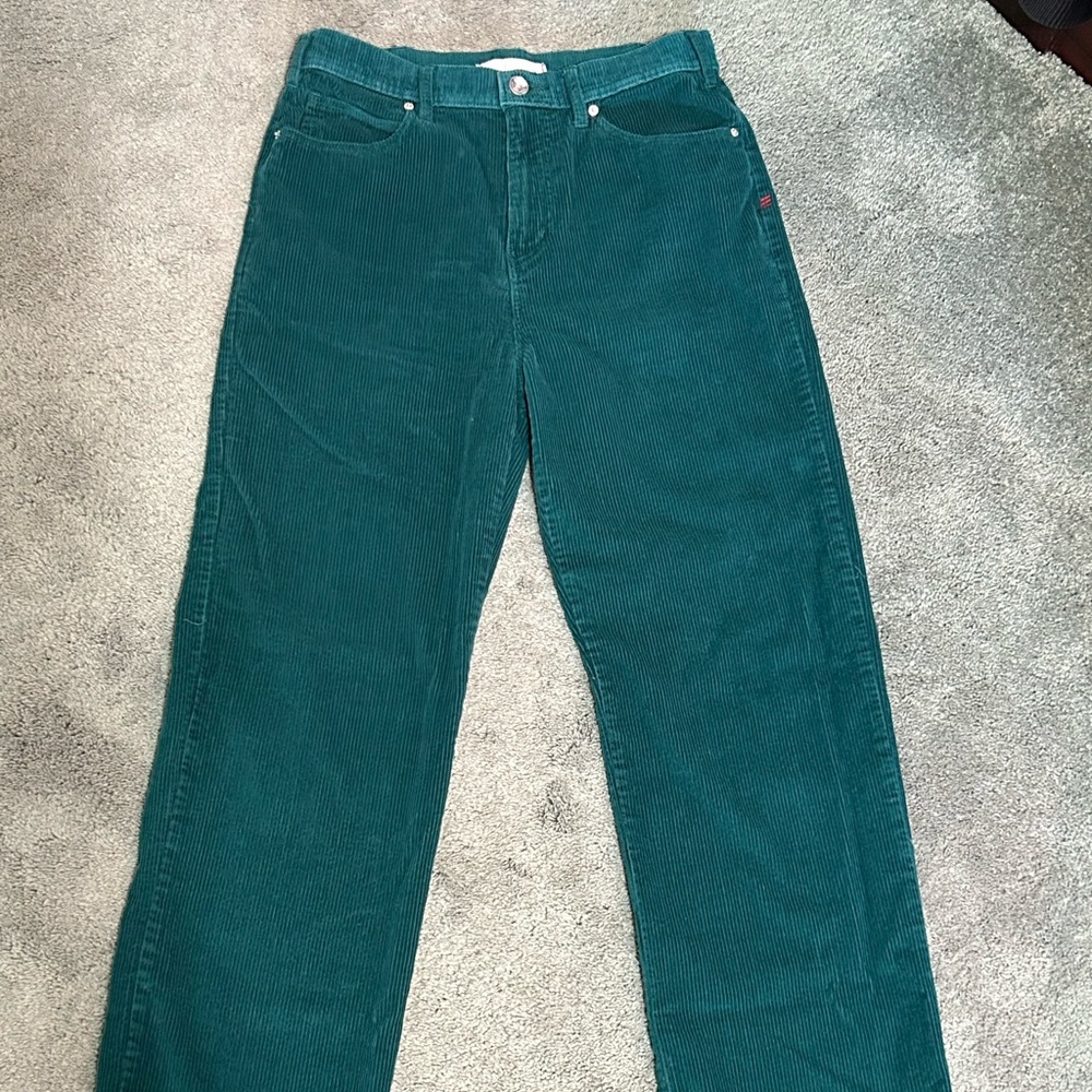 BDG Urban Outfitters forest green high waisted straight leg corduroy pants 30
